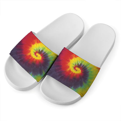 Summer Tie Dye Print White Slide Sandals