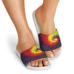 Summer Tie Dye Print White Slide Sandals