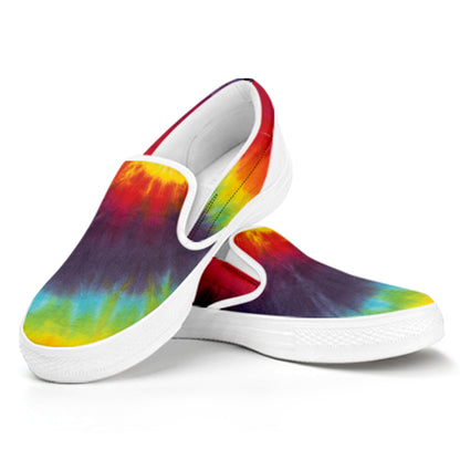 Summer Tie Dye Print White Slip On Shoes
