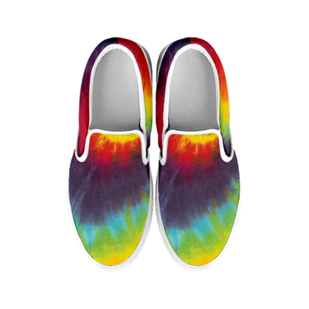 Summer Tie Dye Print White Slip On Shoes