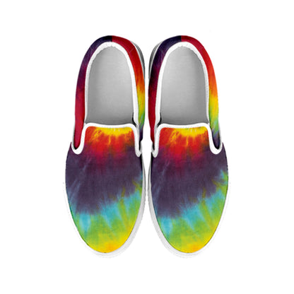 Summer Tie Dye Print White Slip On Shoes