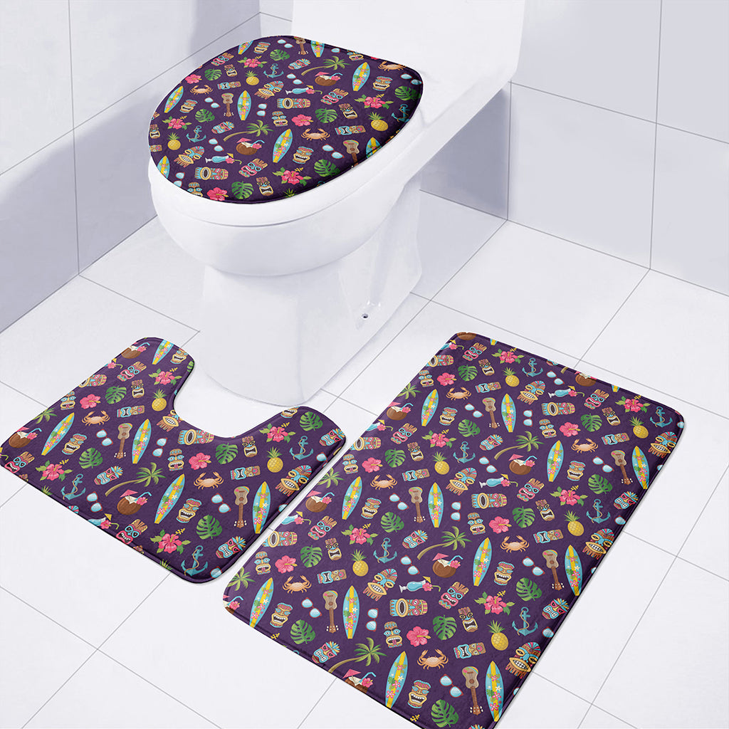 Summer Totem Pattern Print 3 Piece Bath Mat Set