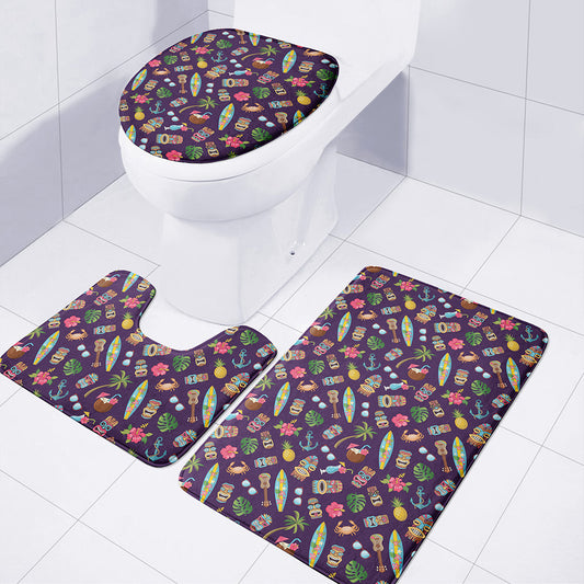 Summer Totem Pattern Print 3 Piece Bath Mat Set