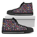 Summer Totem Pattern Print Black High Top Sneakers