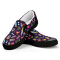 Summer Totem Pattern Print Black Slip On Sneakers