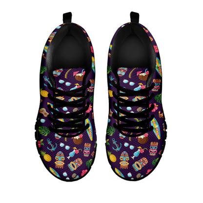 Summer Totem Pattern Print Black Sneakers