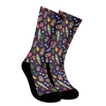 Summer Totem Pattern Print Crew Socks