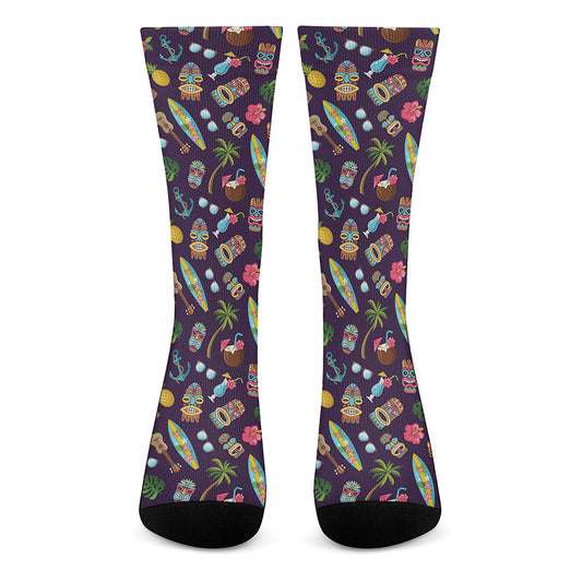 Summer Totem Pattern Print Crew Socks