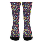 Summer Totem Pattern Print Crew Socks