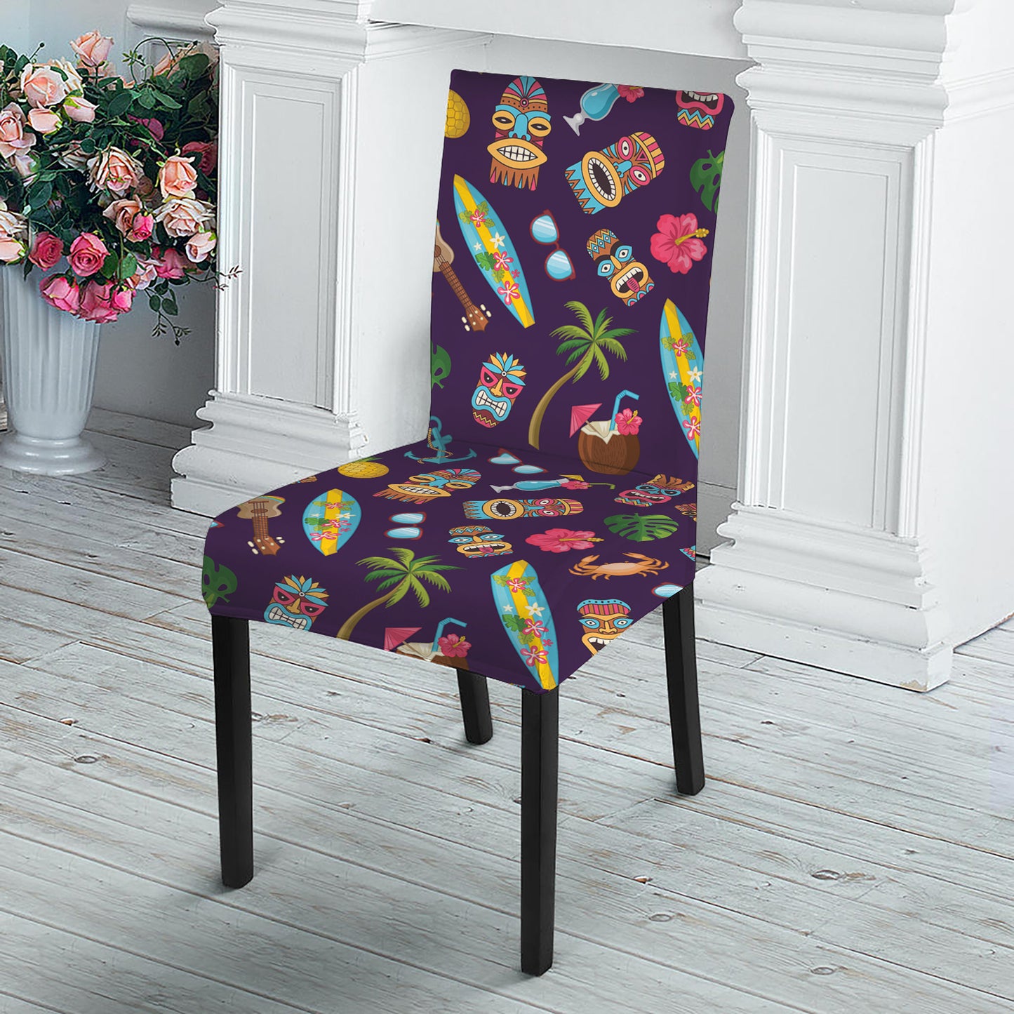 Summer Totem Pattern Print Dining Chair Slipcover