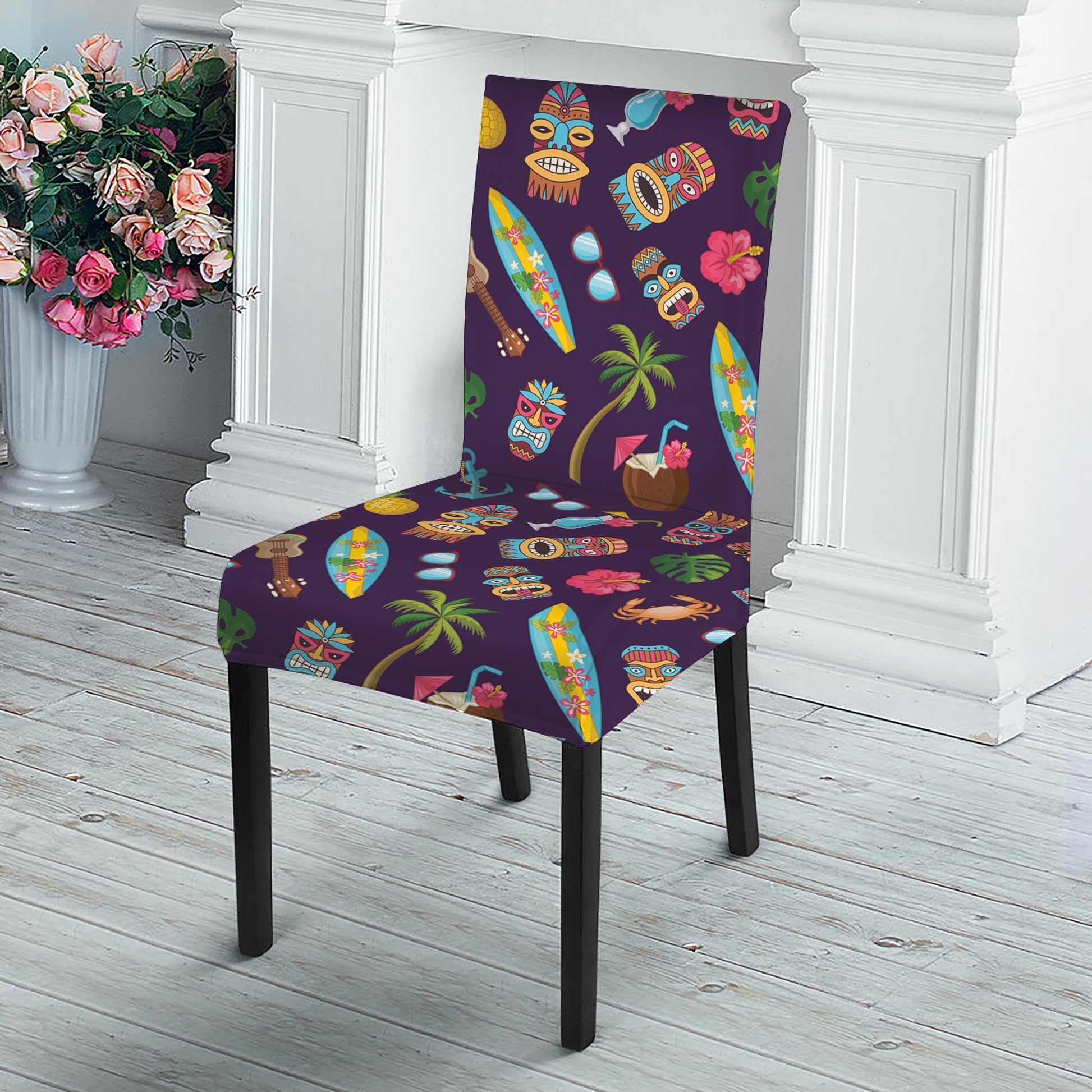 Summer Totem Pattern Print Dining Chair Slipcover