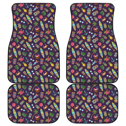 Summer Totem Pattern Print Front and Back Car Floor Mats