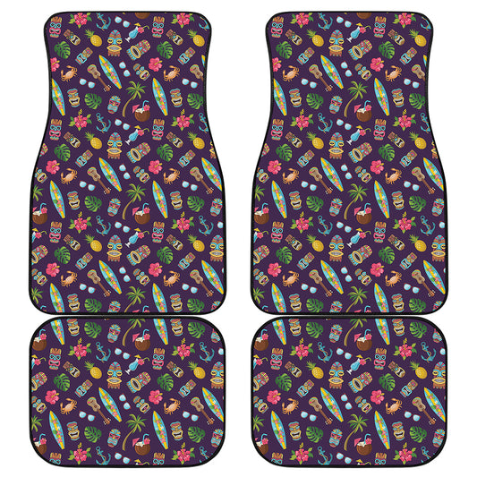 Summer Totem Pattern Print Front and Back Car Floor Mats