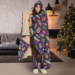 Summer Totem Pattern Print Hooded Blanket