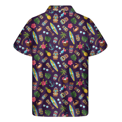 Summer Totem Pattern Print Men's Short Sleeve Shirt