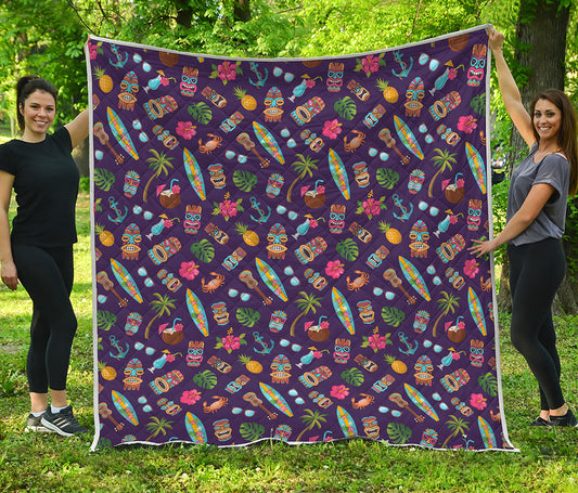 Summer Totem Pattern Print Quilt