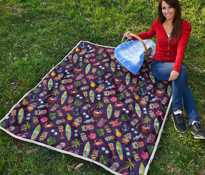 Summer Totem Pattern Print Quilt