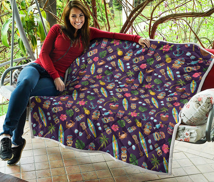 Summer Totem Pattern Print Quilt