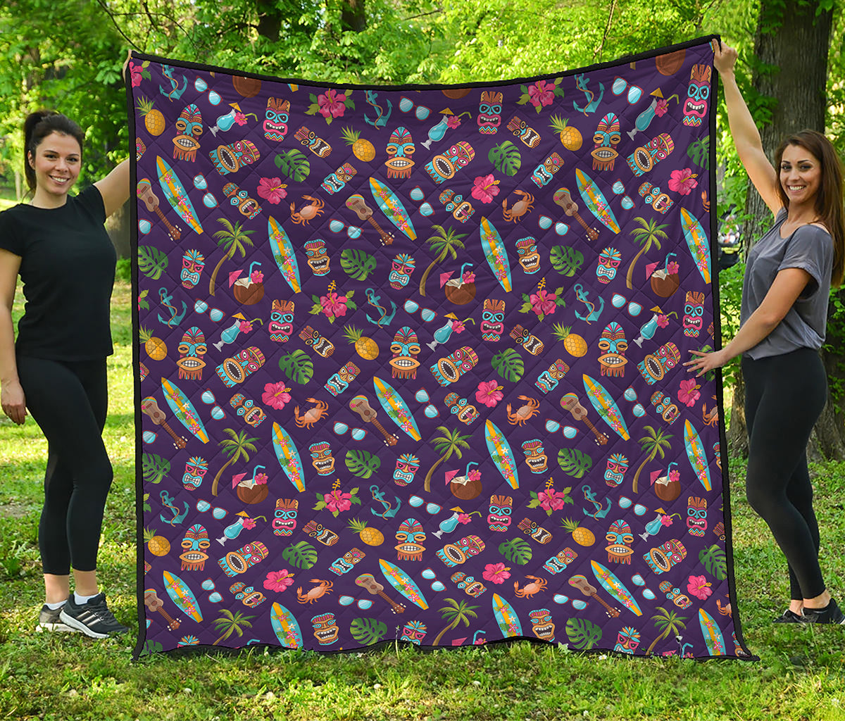 Summer Totem Pattern Print Quilt