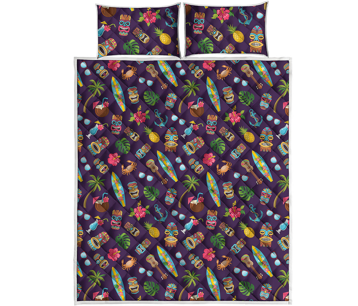 Summer Totem Pattern Print Quilt Bed Set