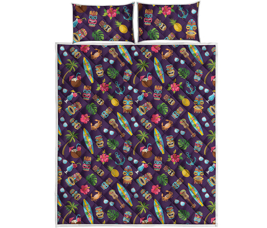 Summer Totem Pattern Print Quilt Bed Set