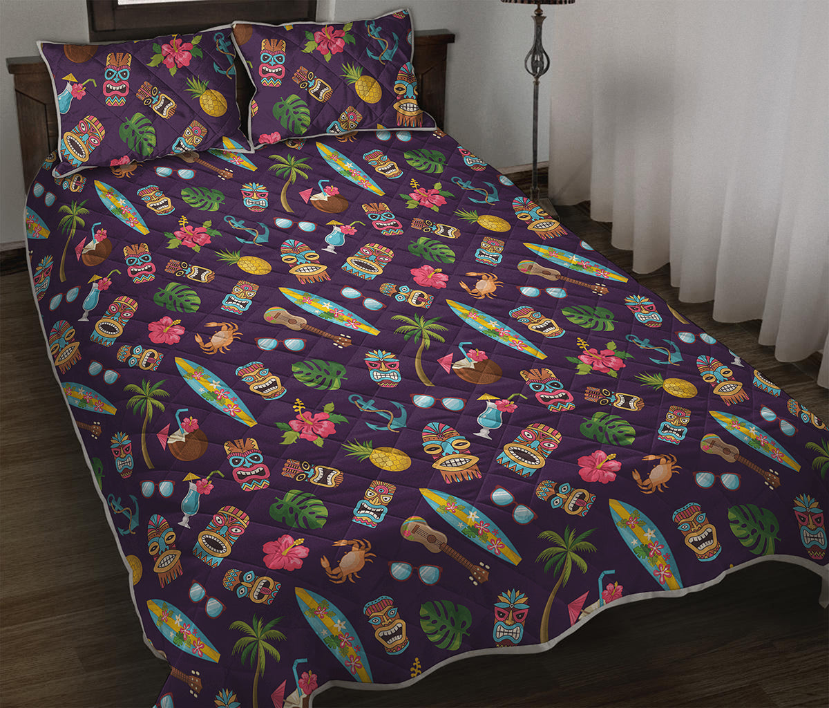 Summer Totem Pattern Print Quilt Bed Set