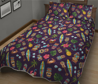 Summer Totem Pattern Print Quilt Bed Set