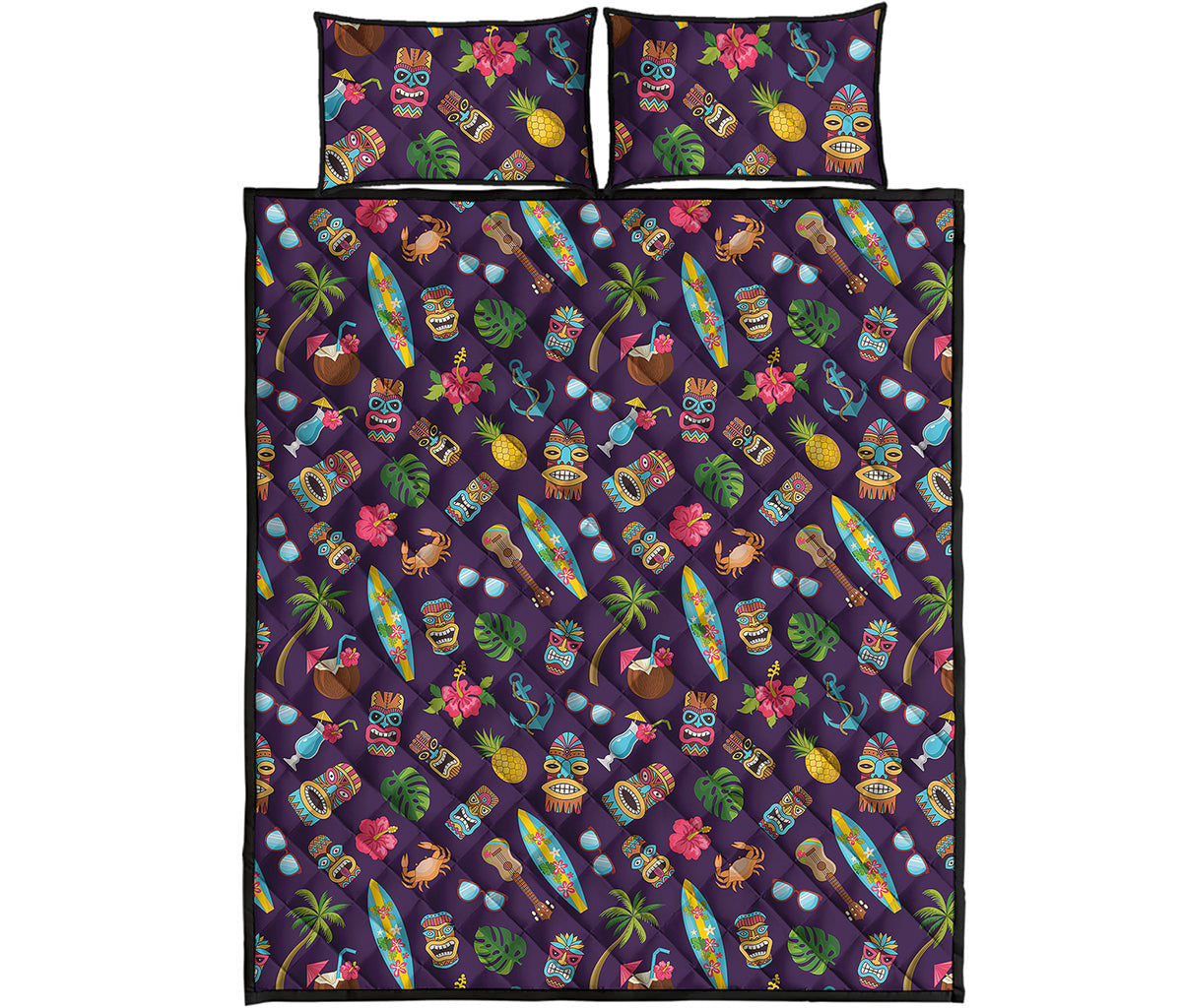Summer Totem Pattern Print Quilt Bed Set