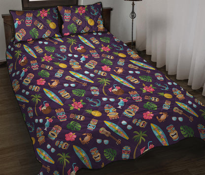 Summer Totem Pattern Print Quilt Bed Set