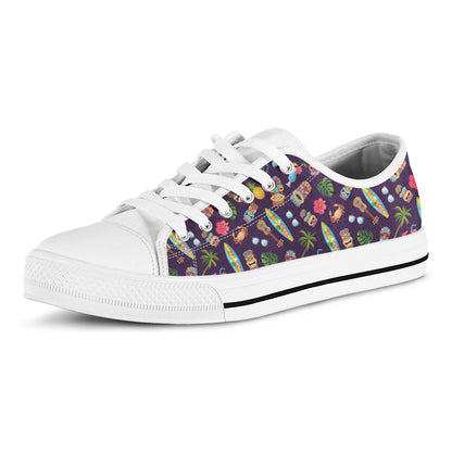 Summer Totem Pattern Print White Low Top Shoes