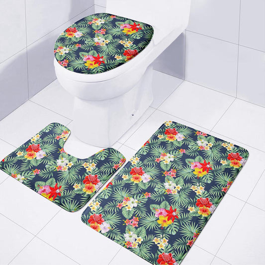 Summer Tropical Hawaii Pattern Print 3 Piece Bath Mat Set
