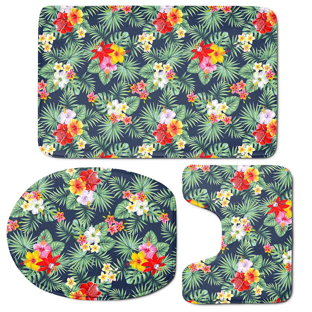 Summer Tropical Hawaii Pattern Print 3 Piece Bath Mat Set