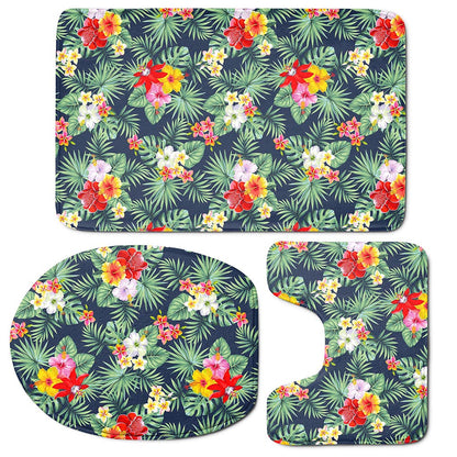 Summer Tropical Hawaii Pattern Print 3 Piece Bath Mat Set