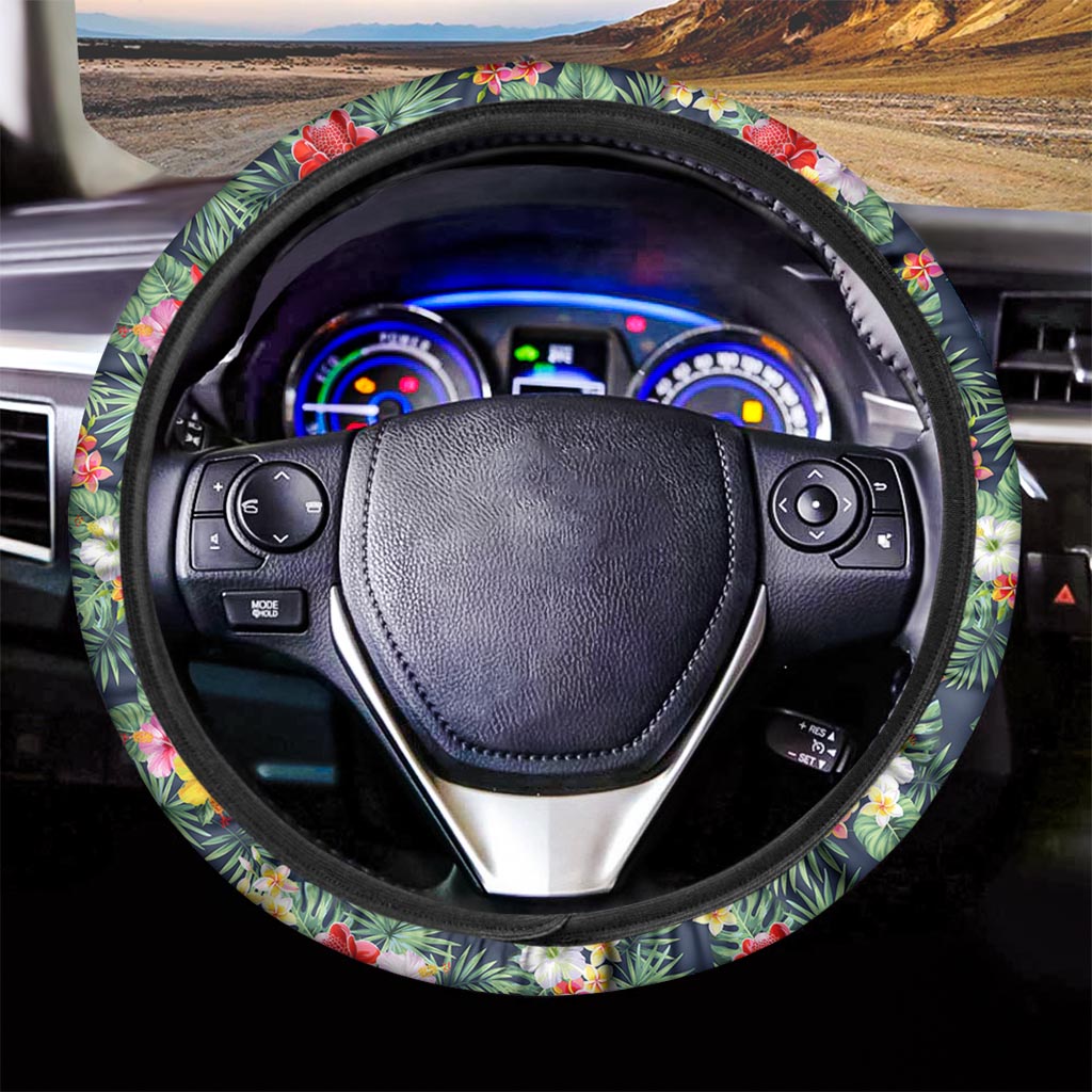 Summer Tropical Hawaii Pattern Print Car Steering Wheel Cover