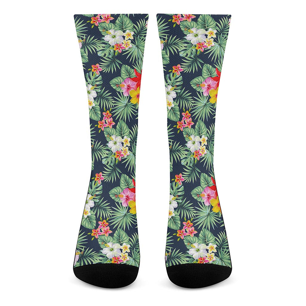 Summer Tropical Hawaii Pattern Print Crew Socks