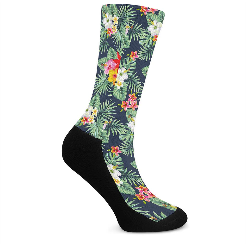 Summer Tropical Hawaii Pattern Print Crew Socks