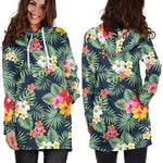 Summer Tropical Hawaii Pattern Print Hoodie Dress GearFrost