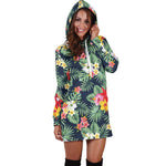 Summer Tropical Hawaii Pattern Print Hoodie Dress GearFrost