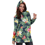 Summer Tropical Hawaii Pattern Print Hoodie Dress GearFrost