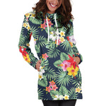 Summer Tropical Hawaii Pattern Print Hoodie Dress GearFrost