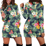 Summer Tropical Hawaii Pattern Print Hoodie Dress GearFrost