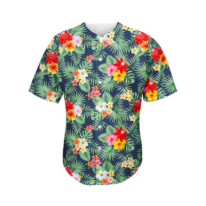 Summer Tropical Hawaii Pattern Print Men's Baseball Jersey