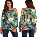 Summer Tropical Hawaii Pattern Print Off The Shoulder Sweatshirt