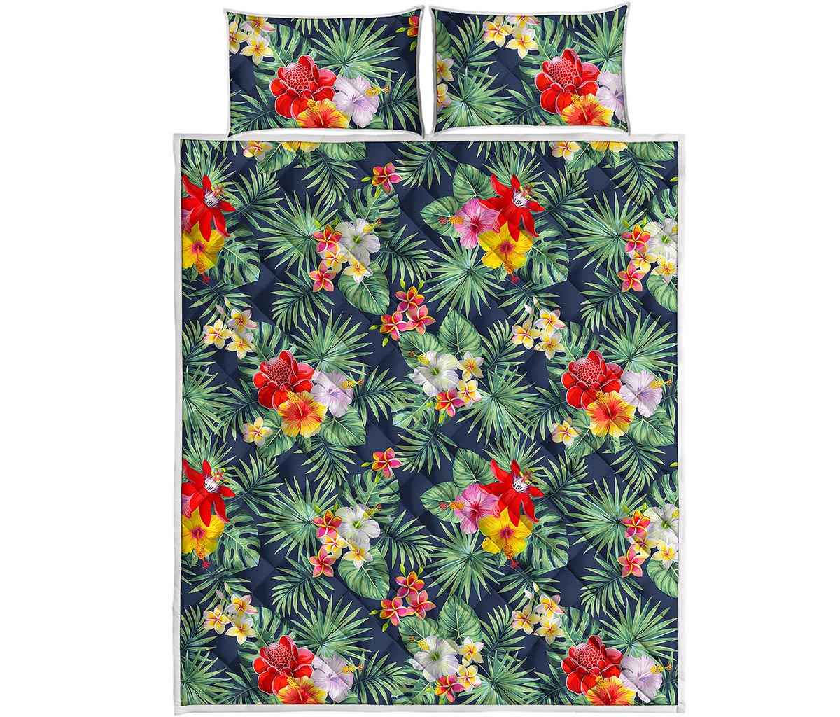 Summer Tropical Hawaii Pattern Print Quilt Bed Set