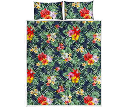 Summer Tropical Hawaii Pattern Print Quilt Bed Set