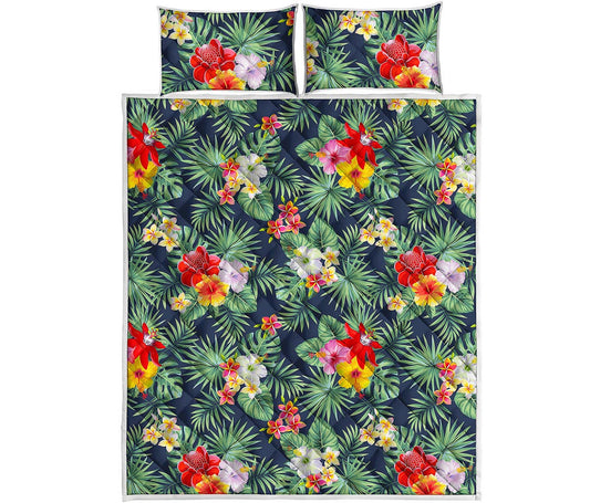 Summer Tropical Hawaii Pattern Print Quilt Bed Set