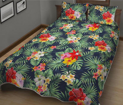 Summer Tropical Hawaii Pattern Print Quilt Bed Set