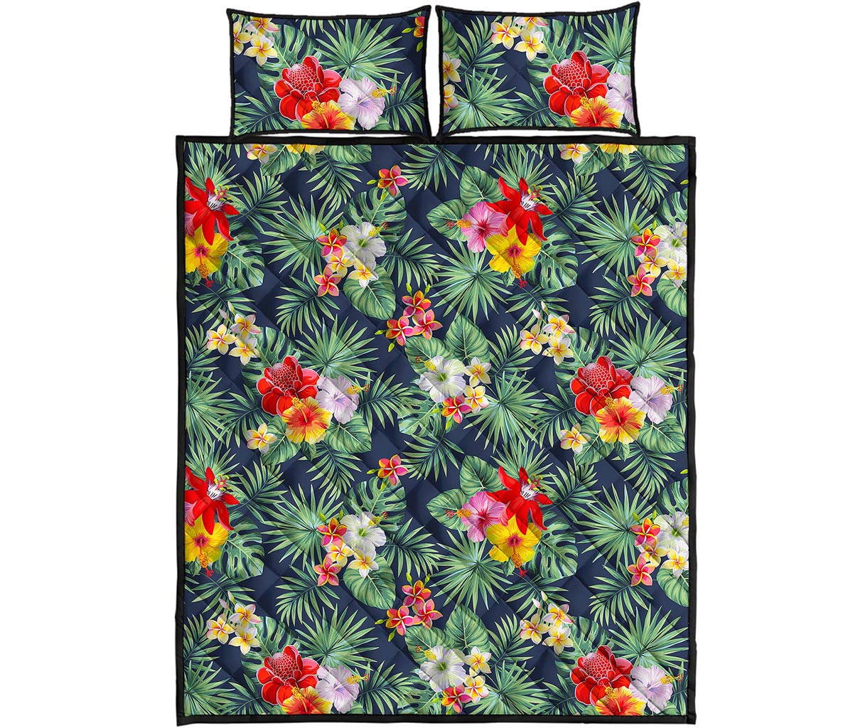 Summer Tropical Hawaii Pattern Print Quilt Bed Set