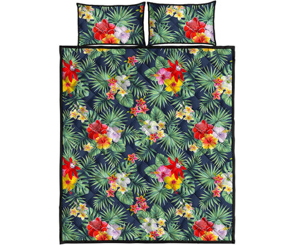 Summer Tropical Hawaii Pattern Print Quilt Bed Set