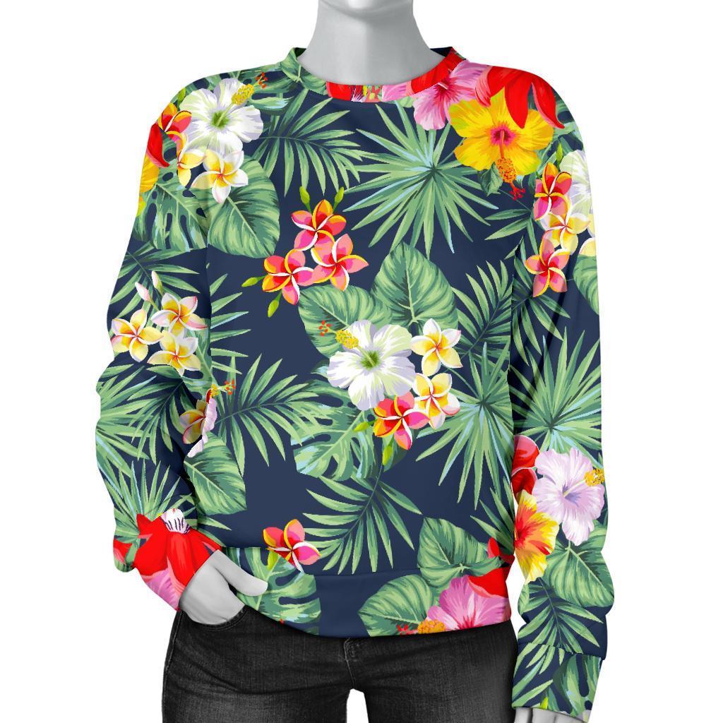 Summer Tropical Hawaii Pattern Print Women's Crewneck Sweatshirt GearFrost